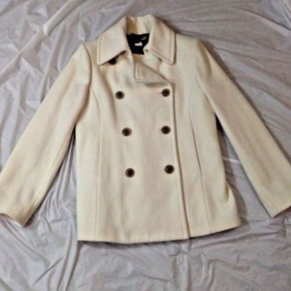 J.Crew Coat Antique Cream Wool Double-Breast Med - Picture 1 of 8